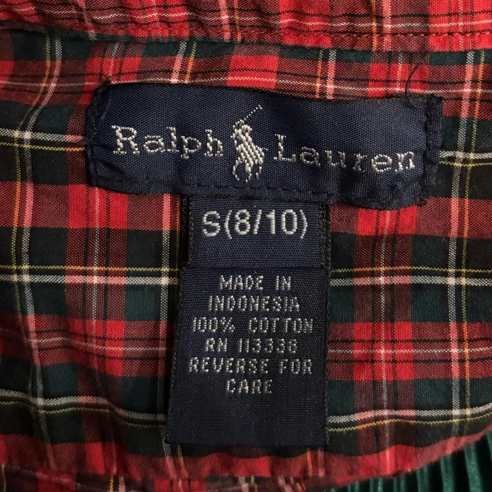 Ralph Lauren Small Red and Green Plaid Button Down Shirt